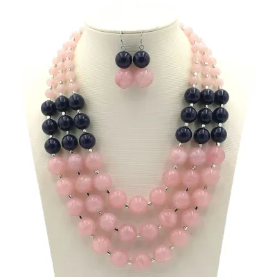 Exaggerated Multilayer Contrast Beads Design Necklace Set