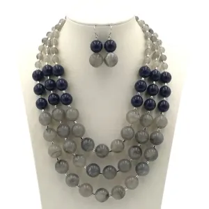 Exaggerated Multilayer Contrast Beads Design Necklace Set