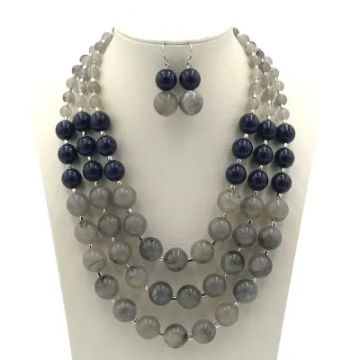 Exaggerated Multilayer Contrast Beads Design Necklace Set