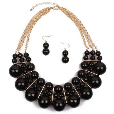 New Arrival Exaggerated Multilayer Pearl Necklace Earrings Set