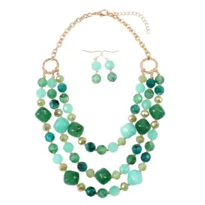 Wholesale Exaggerated Irregular Shaped Crystal Multilayer Necklace Earrings Set for Women with Snake Chain