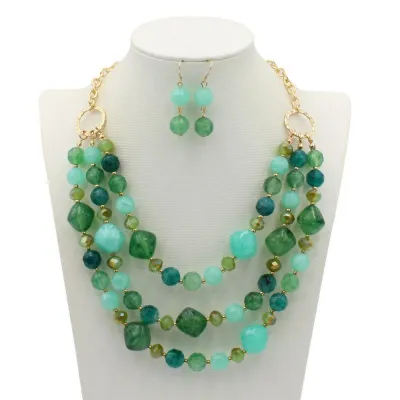 Wholesale Exaggerated Irregular Shaped Crystal Multilayer Necklace Earrings Set for Women with Snake Chain