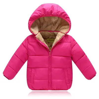 Baby Kid Pure Color Hooded Plus Velvet Thickening Coat for Boys