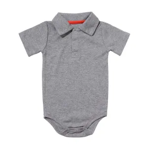 Baby Boy Girl Turn-down Collar Solid Color Cotton Bodysuit Short Sleeve for Unisex 0-3T