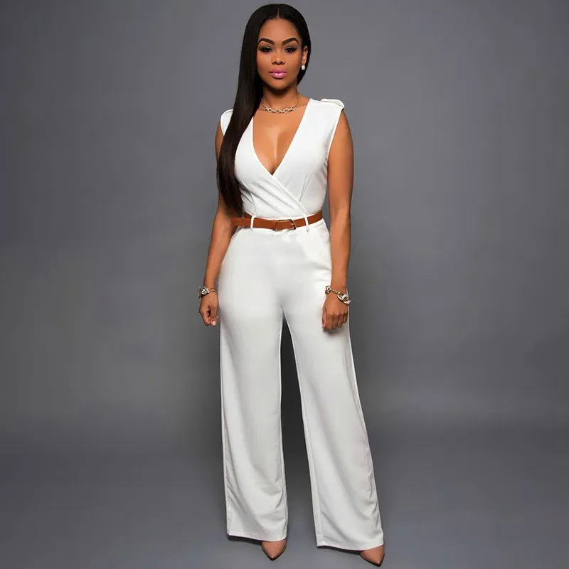 Women Sleeveless Wide-leg Wrapped Romper Jumpsuit