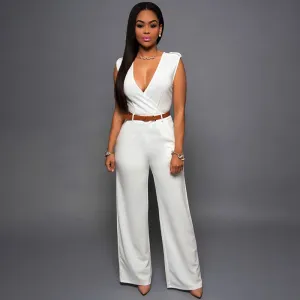 Women Sleeveless Wide-leg Wrapped Romper Jumpsuit