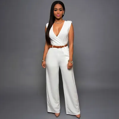 Women Sleeveless Wide-leg Wrapped Romper Jumpsuit