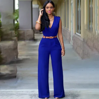 Women Sleeveless Wide-leg Wrapped Romper Jumpsuit