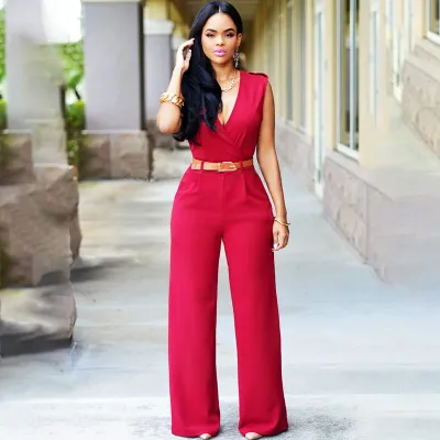Women Sleeveless Wide-leg Wrapped Romper Jumpsuit