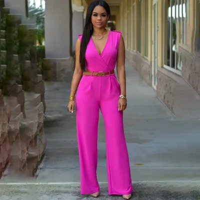 Women Sleeveless Wide-leg Wrapped Romper Jumpsuit