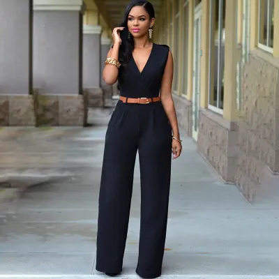 Women Sleeveless Wide-leg Wrapped Romper Jumpsuit