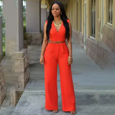 Women Sleeveless Wide-leg Wrapped Romper Jumpsuit