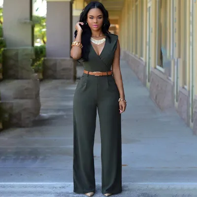Women Sleeveless Wide-leg Wrapped Romper Jumpsuit