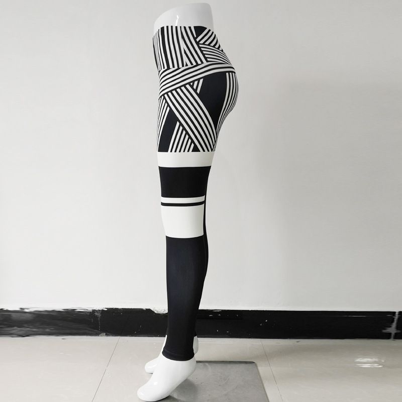 Wholesale S-XL Stripe Print High-waisted Sports Hip-lifting