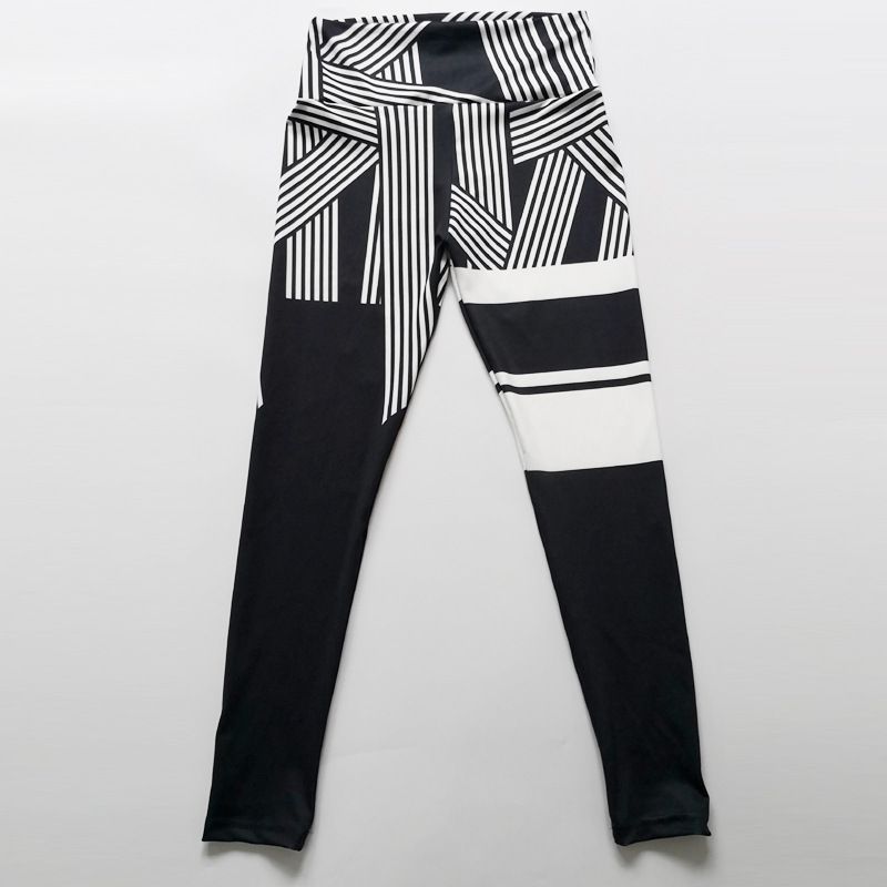 Wholesale S-XL Stripe Print High-waisted Sports Hip-lifting