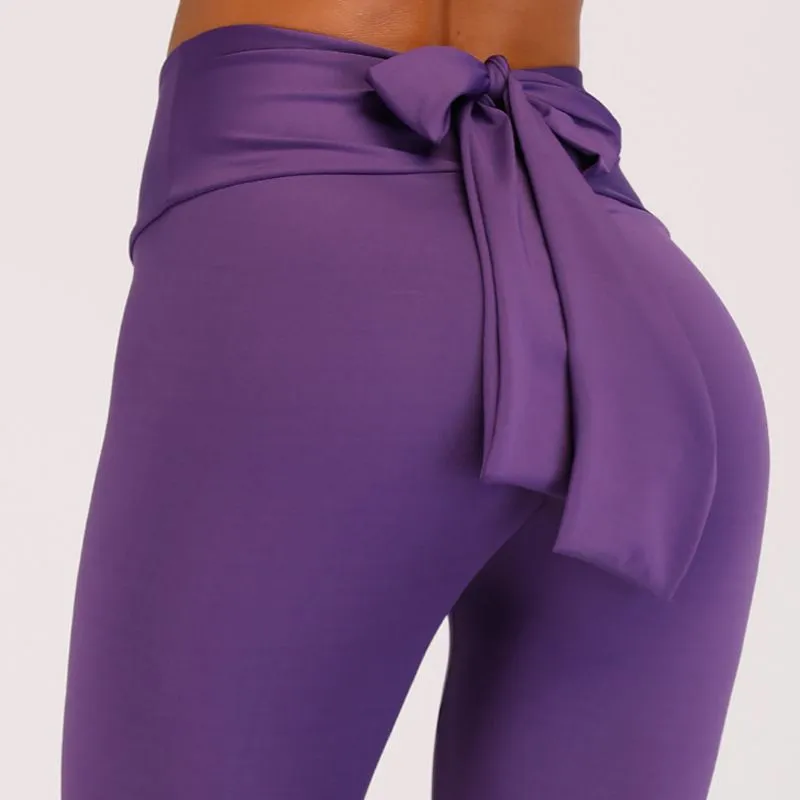 S-XL Bowknot Design Women Hip-lifting Fitness Leggings Pants
