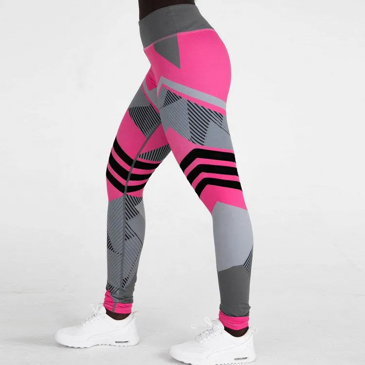 S-XL Hot Sale Geometric Print Running Sports Fitness Leggings Pants