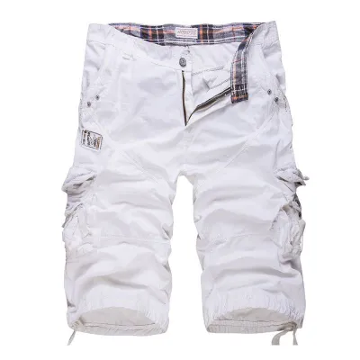 Men Solid Color Casual Cropped Pants Plus Size Cotton