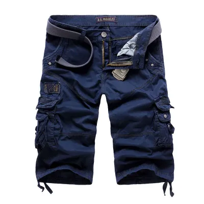 Men Solid Color Casual Cropped Pants Plus Size Cotton