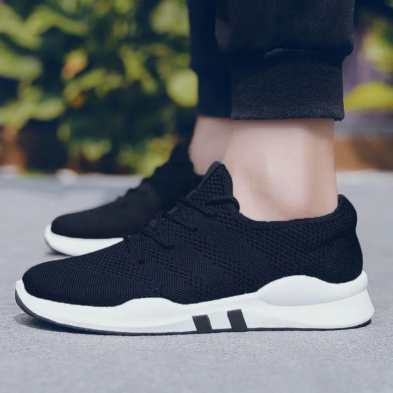 Men Breathable Flying Weave Low Top Casual Lace Up Sneakers