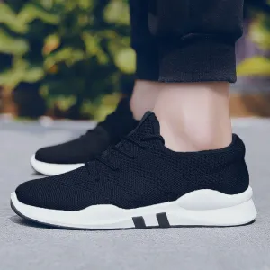 Men Breathable Flying Weave Low Top Casual Lace Up Sneakers