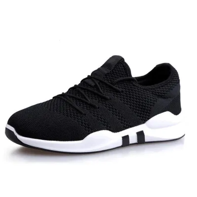 Men Breathable Flying Weave Low Top Casual Lace Up Sneakers