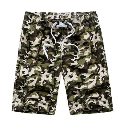 Men Camouflage Print Quick Drying Loose Beach Shorts