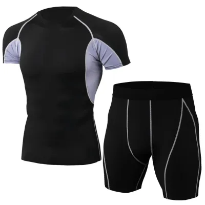 Men's 2-Piece Color Blocking Sports Suit with Tee and Shorts