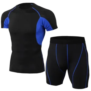 Men's 2-Piece Color Blocking Sports Suit with Tee and Shorts