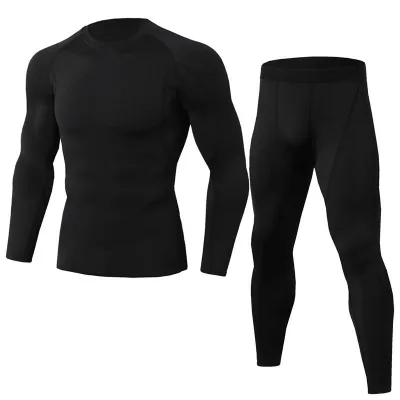 2 Pcs Men Color Blocking Tops And Pants Sportswear Set Leisure Slim Fit