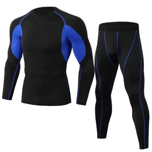 2 Pcs Men Color Blocking Tops And Pants Sportswear Set Leisure Slim Fit