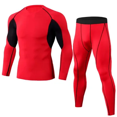 Men's Super Elastic Quick Drying Long Sleeves 2 Pcs Sportswear Set