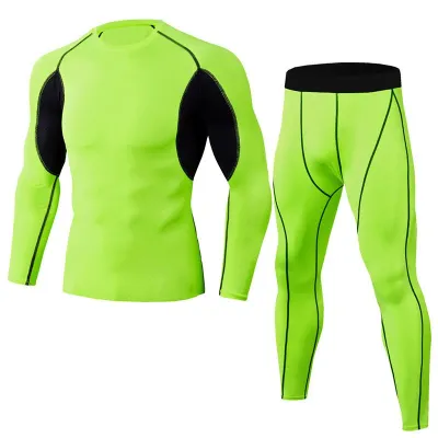 Men's Super Elastic Quick Drying Long Sleeves 2 Pcs Sportswear Set