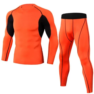 Men's Super Elastic Quick Drying Long Sleeves 2 Pcs Sportswear Set