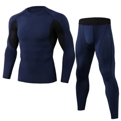 Men's Super Elastic Quick Drying Long Sleeves 2 Pcs Sportswear Set
