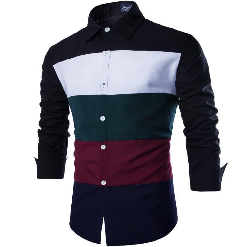 Wholesale Men Cotton Patchwork Casual Shirts
