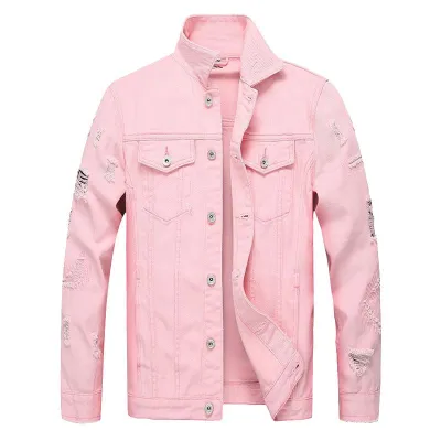 Men Cotton Camouflage Print Slim Fit Lapel Denim Jacket