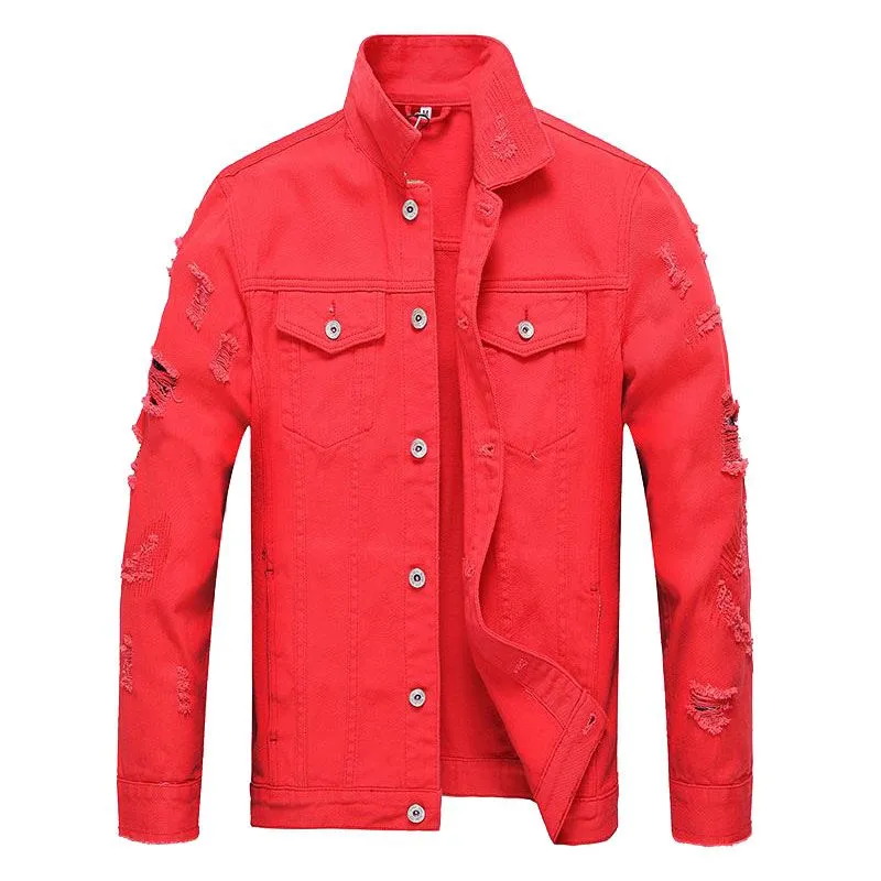 Men Cotton Camouflage Print Slim Fit Lapel Denim Jacket