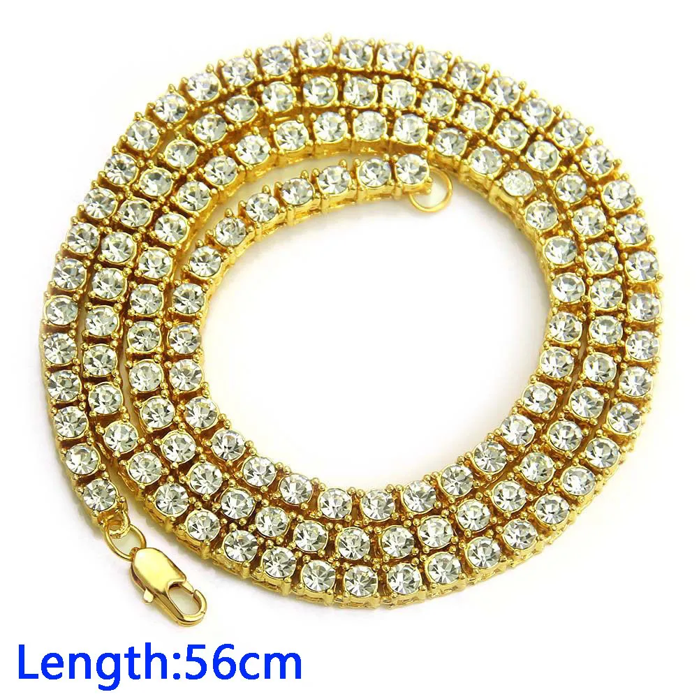 Wholesale Hip-hop Jewelry Fashion Men Single Alloy Chain Rhinestone Necklace 56cm