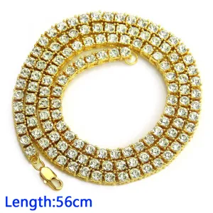 Wholesale Hip-hop Jewelry Fashion Men Single Alloy Chain Rhinestone Necklace 56cm