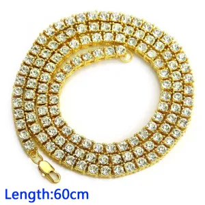 Wholesale Hip-hop Fashion Men Single Alloy Chain Rhinestone Necklace 60cm