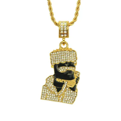 Men Hip-hop Cartoon Character Pendant Necklace Twist Chain Alloy Unisex 51-80cm