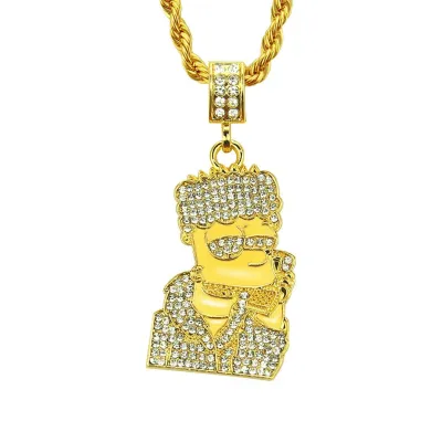 Men Hip-hop Cartoon Character Pendant Necklace Twist Chain Alloy Unisex 51-80cm