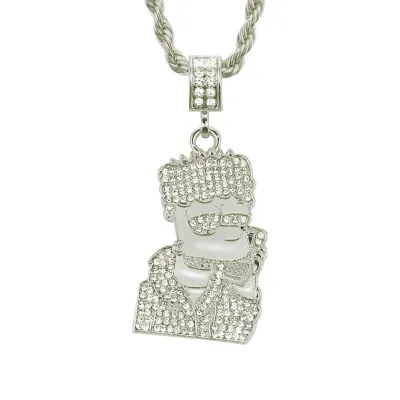 Men Hip-hop Cartoon Character Pendant Necklace Twist Chain Alloy Unisex 51-80cm