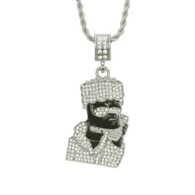 Men Hip-hop Cartoon Character Pendant Necklace Twist Chain Alloy Unisex 51-80cm