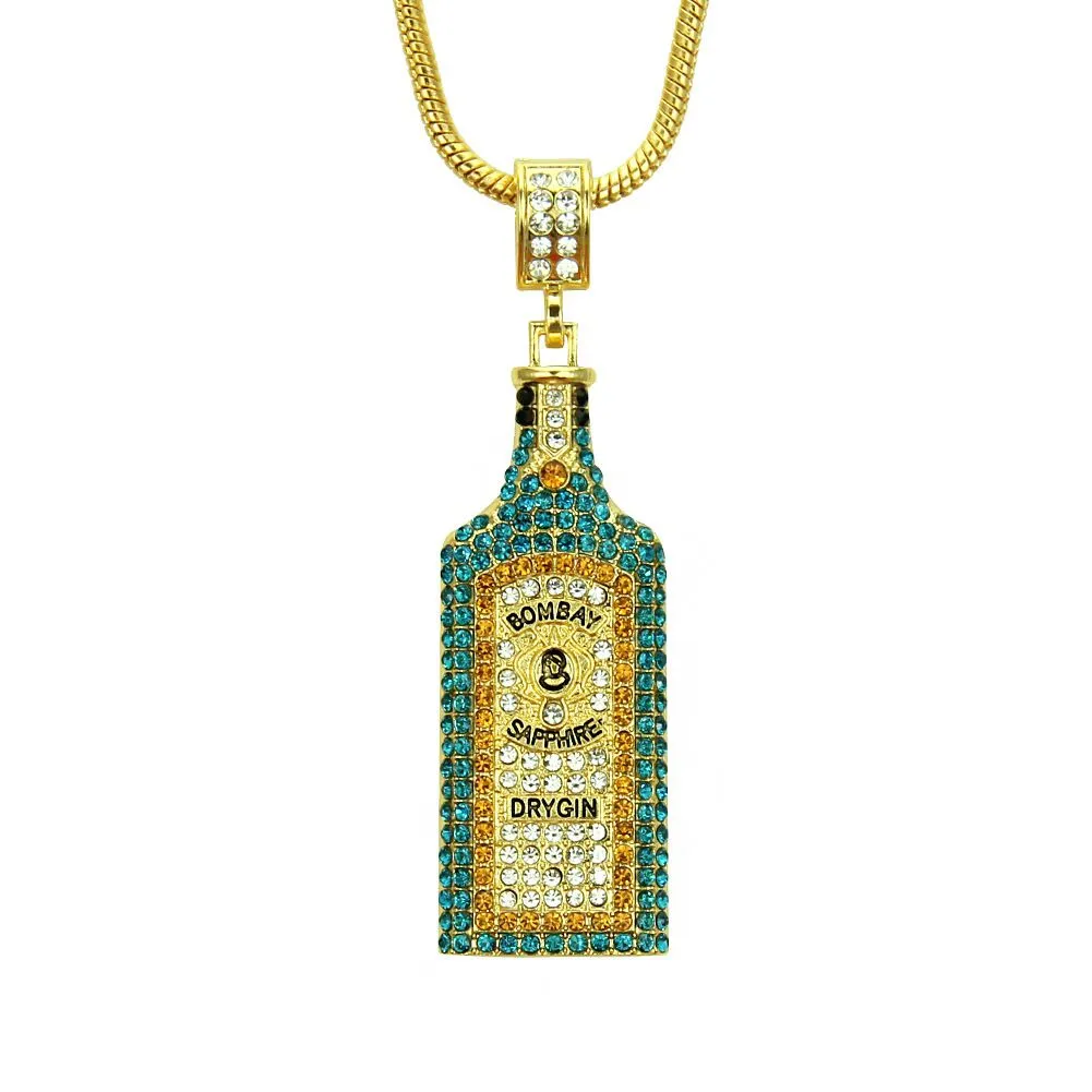 Fashion Men's Street Style Plated Alloy Wine Bottle Pendant Hip-hop Necklace