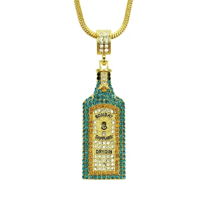 Fashion Men's Street Style Plated Alloy Wine Bottle Pendant Hip-hop Necklace