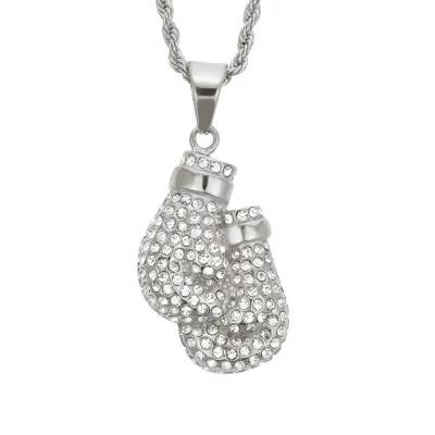Fashion Unique Plated Alloy Boxing Gloves Pendant Rhinestone Necklace