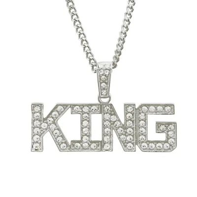 Men Fashion Hip-hop Jewelry Golden Alloy "KING" Pendant Necklace