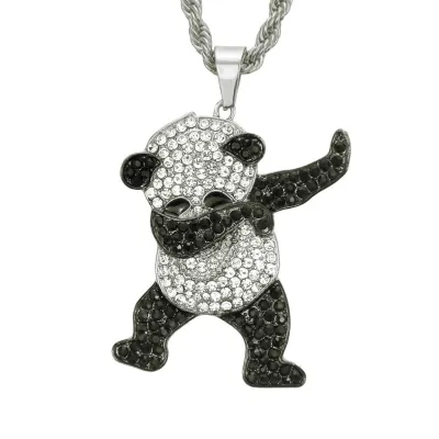Fashion Alloy Hip-hop Panda Pendant Unique Long Chain Necklace